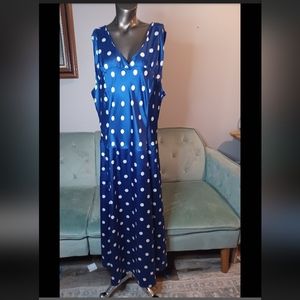 Pendleton Blue with White Polka-Dots Vintage Drop Waist Dress